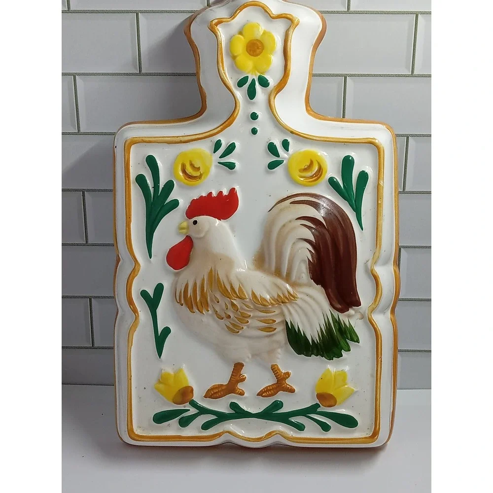 Galstyn-Sutton Hand Painted Ceramic Rooster Wall Plaque Japan Farmhouse Decor